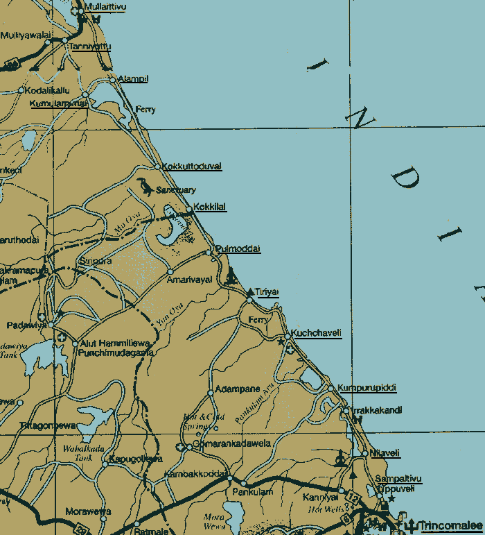 Kataragama Pada Yatra 2002 route from Mullaittivu to Trincomalee
